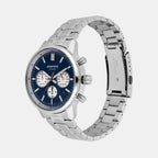 Edifice Men Quartz Blue & White Dial Multi-Function Stainless Steel Watch ED656