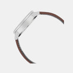 Edifice Men Quartz Cream & Black Dial Multi-Function Leather Watch ED657