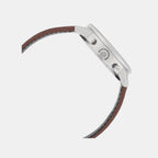 Edifice Men Quartz Cream & Black Dial Multi-Function Leather Watch ED657