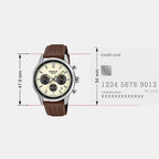 Edifice Men Quartz Cream & Black Dial Multi-Function Leather Watch ED657