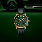 Edifice Men Quartz Green Dial Multi-Function Leather Watch ED658