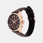 Edifice Men Quartz Brown Dial Chronograph Leather Watch ED662