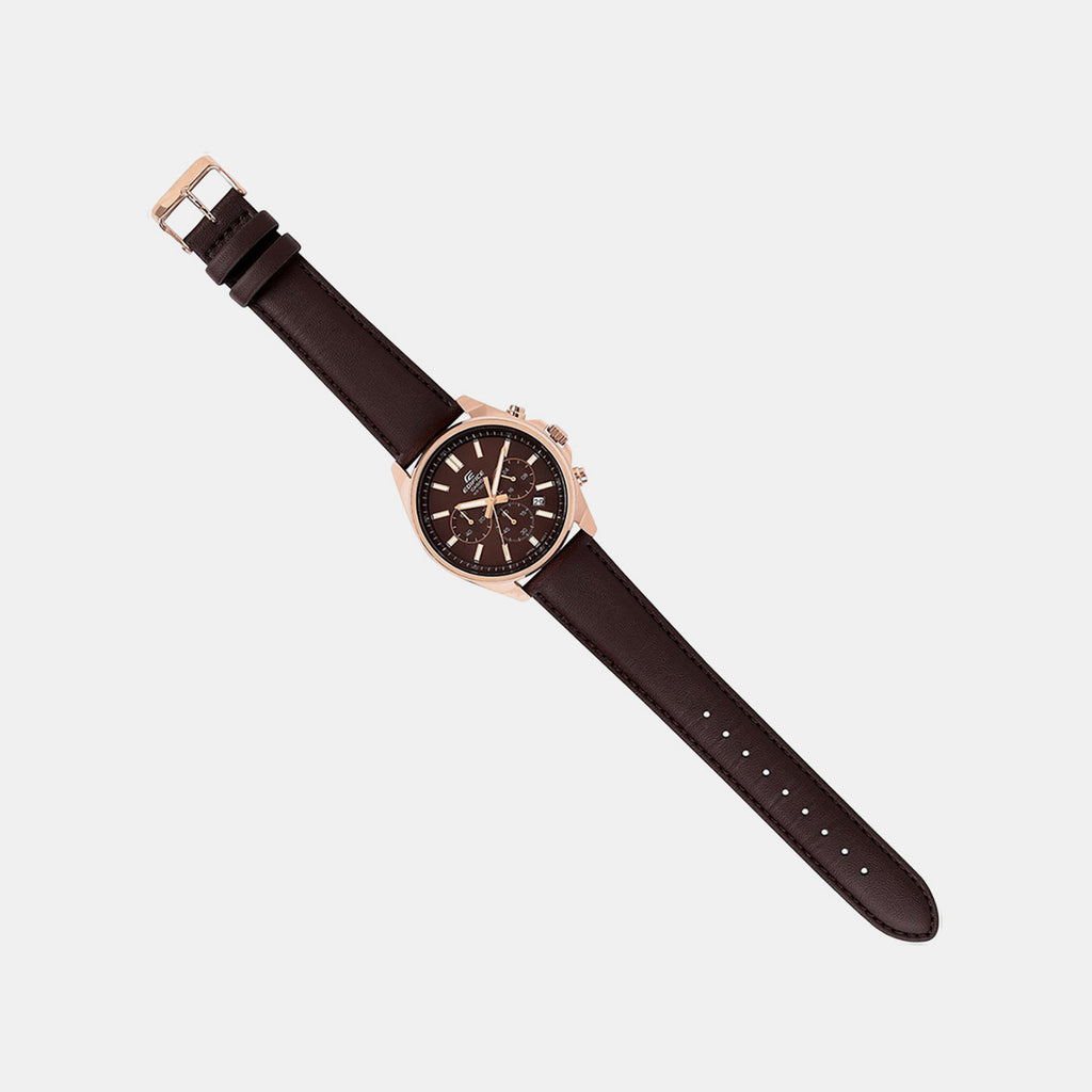 Edifice Men Quartz Brown Dial Chronograph Leather Watch ED662