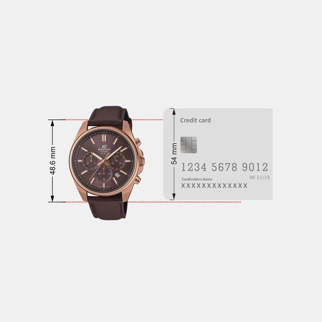 Edifice Men Quartz Brown Dial Chronograph Leather Watch ED662