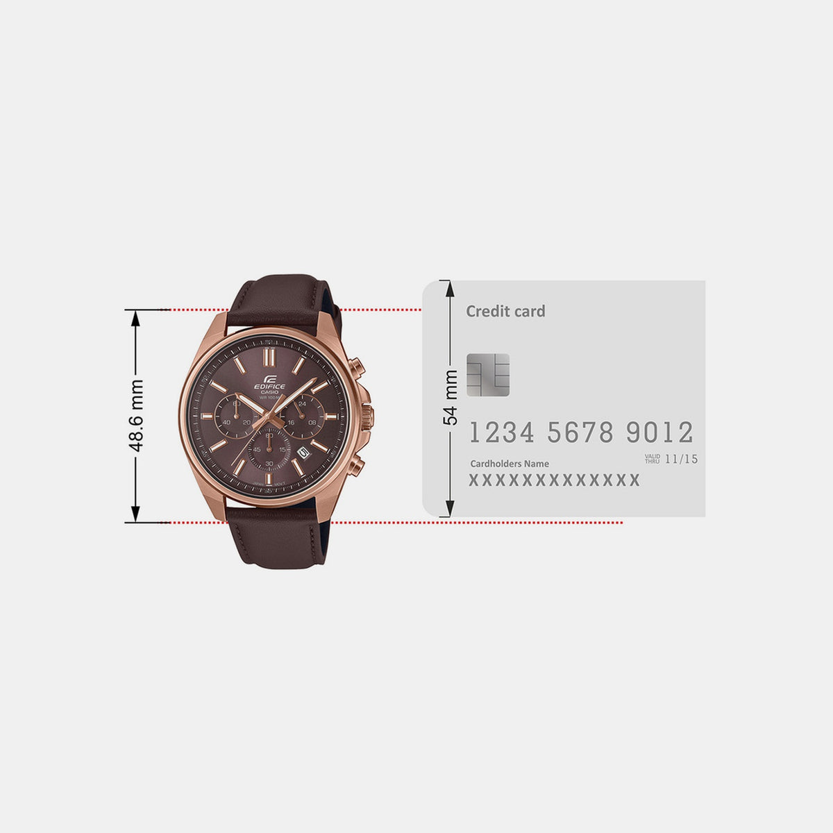 Edifice Men Quartz Brown Dial Chronograph Leather Watch ED662