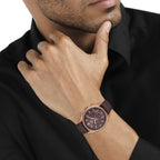 Edifice Men Quartz Brown Dial Chronograph Leather Watch ED662