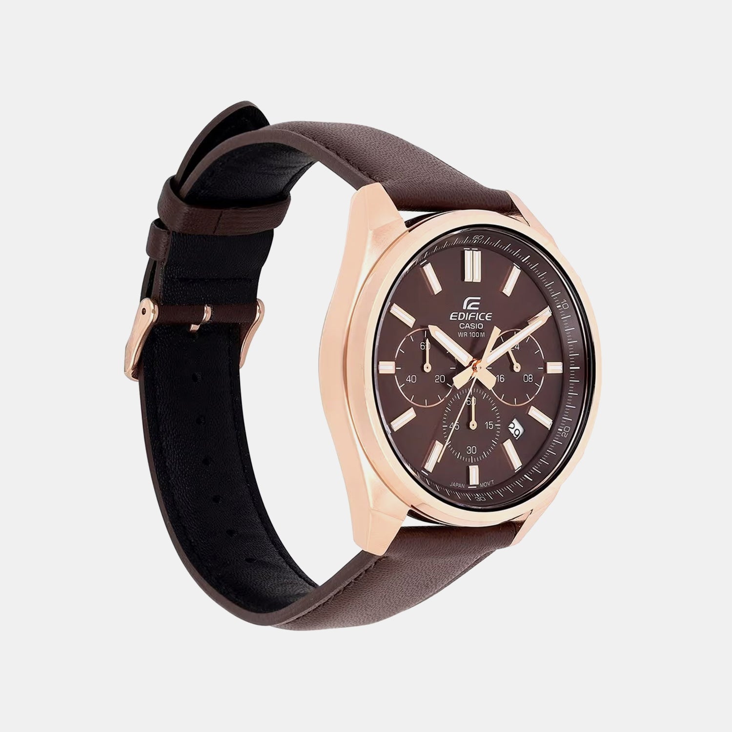Edifice Men Quartz Brown Dial Chronograph Leather Watch ED662