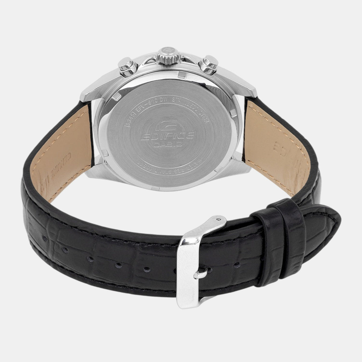 Edifice Men Quartz Peach Dial Multi-Function Leather Watch ED664