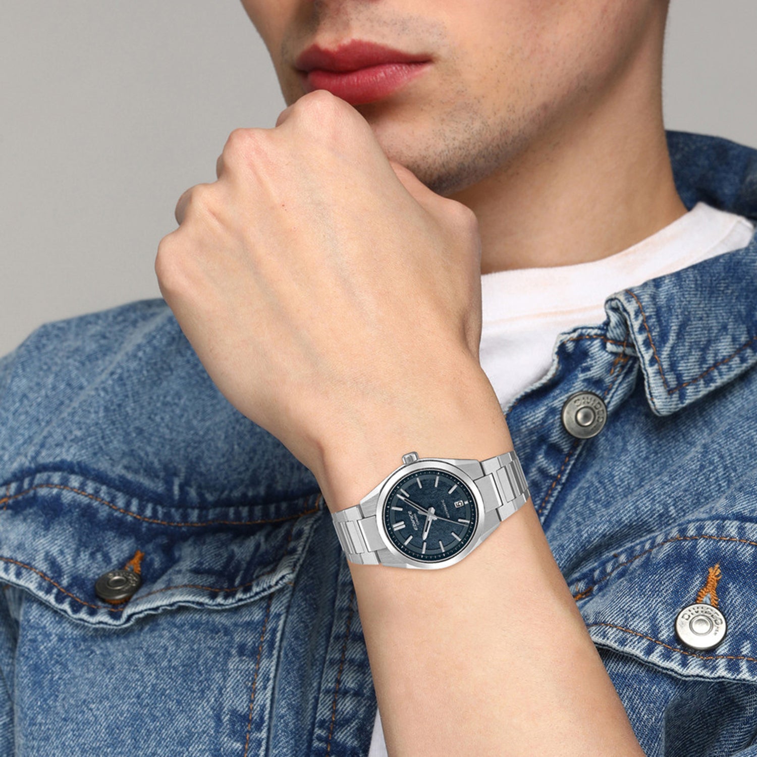 Edifice Men Automatic Blue Dial Analog Stainless Steel Watch ED670 - EFK-100D-2A