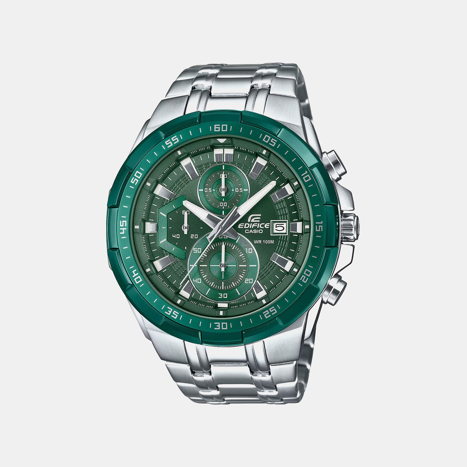 Edifice Men Quartz Green Dial Chronograph Stainless Steel Watch ED675 EFR-539DE-3AVUDF