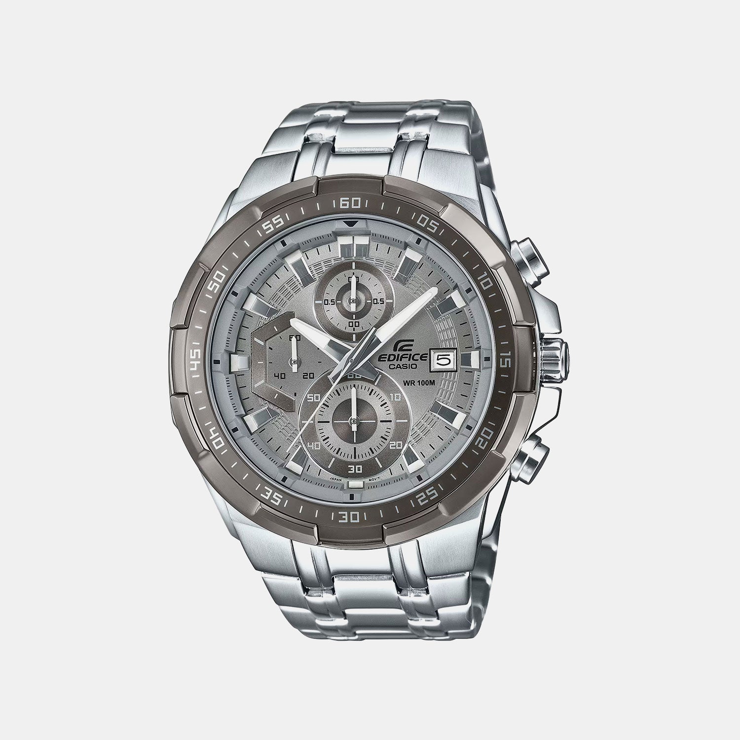 Edifice Men Quartz Grey Dial Chronograph Stainless Steel Watch ED676 EFR-539DE-8AVUDF