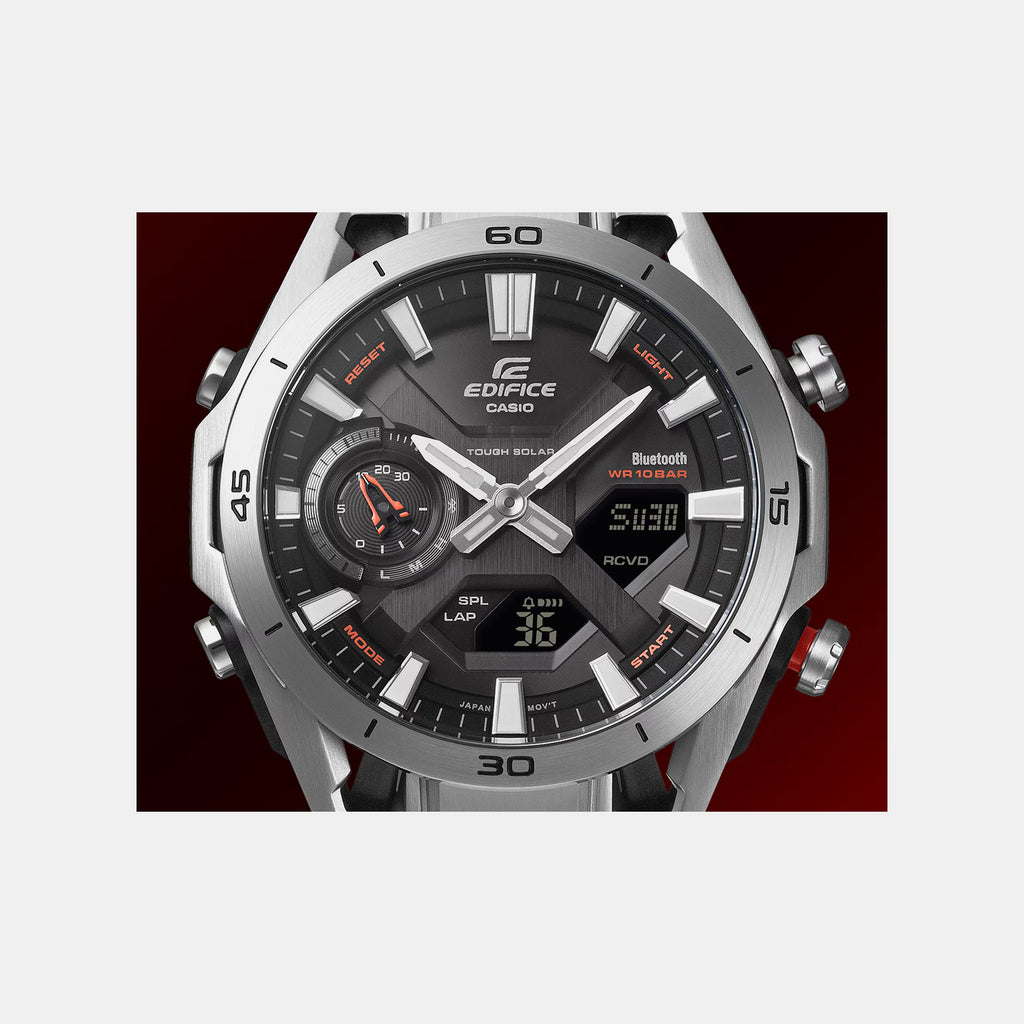 Edifice Men Solar Black Dial Analog-Digital Stainless Steel Watch ED691