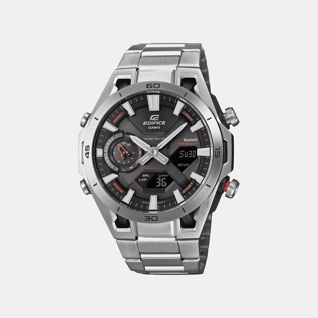 Edifice Men Solar Black Dial Analog-Digital Stainless Steel Watch ED691