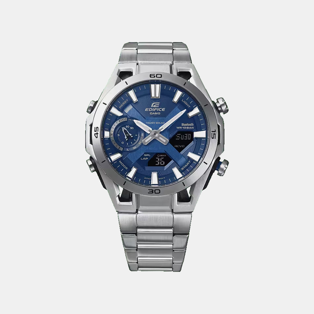 Men Quartz Blue Dial Analog-Digital Stainless Steel Watch ED692