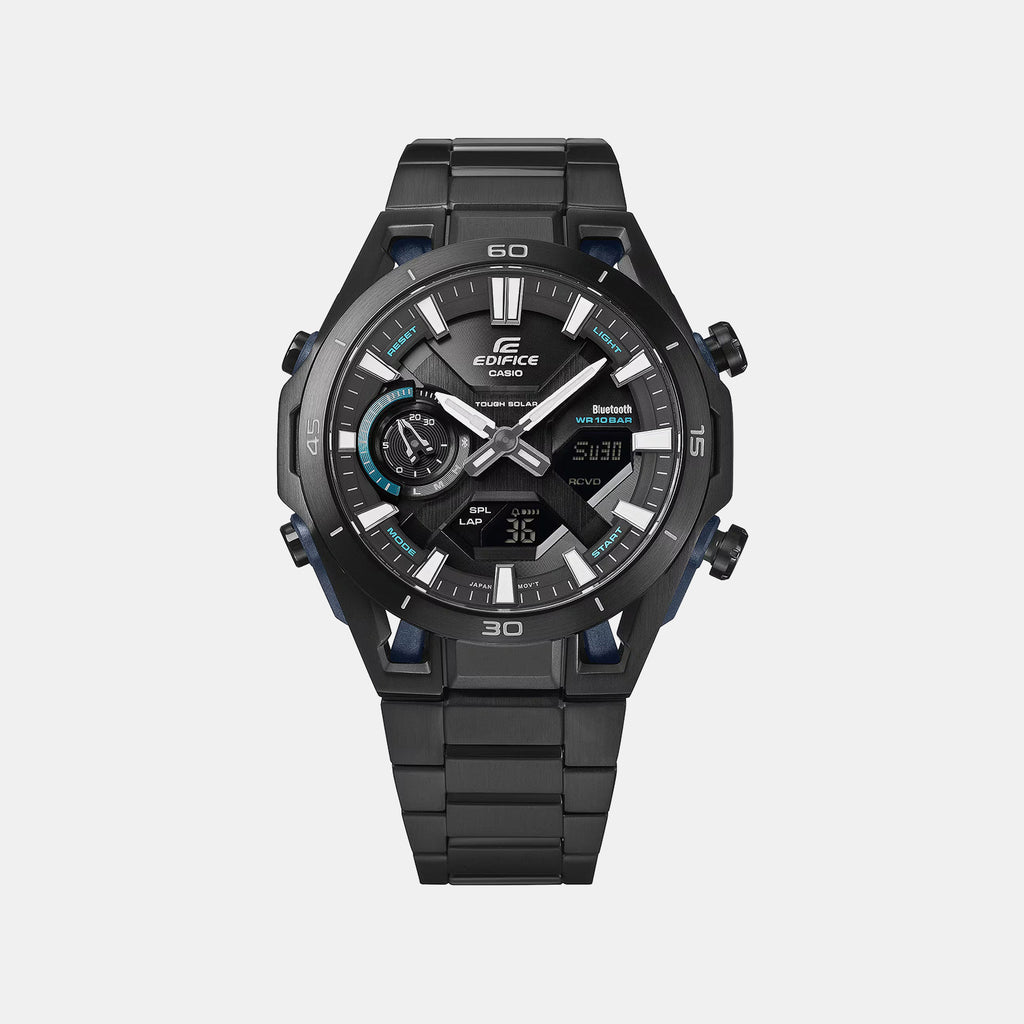 Edifice Men Solar Black Dial Chronograph Stainless Steel Watch ED693