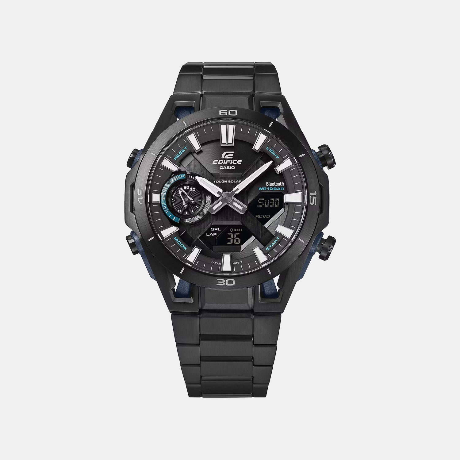 Edifice Men Solar Black Dial Chronograph Stainless Steel Watch ED693