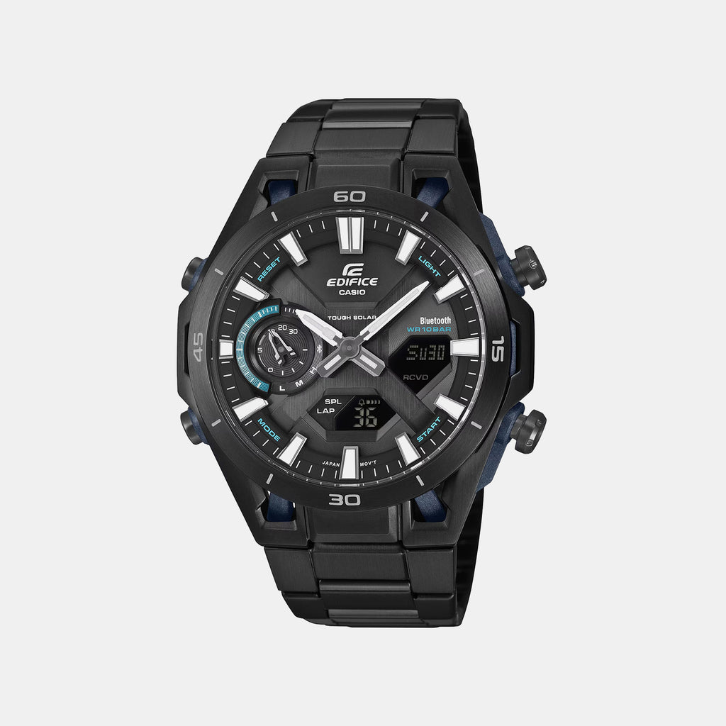 Edifice Men Solar Black Dial Chronograph Stainless Steel Watch ED693