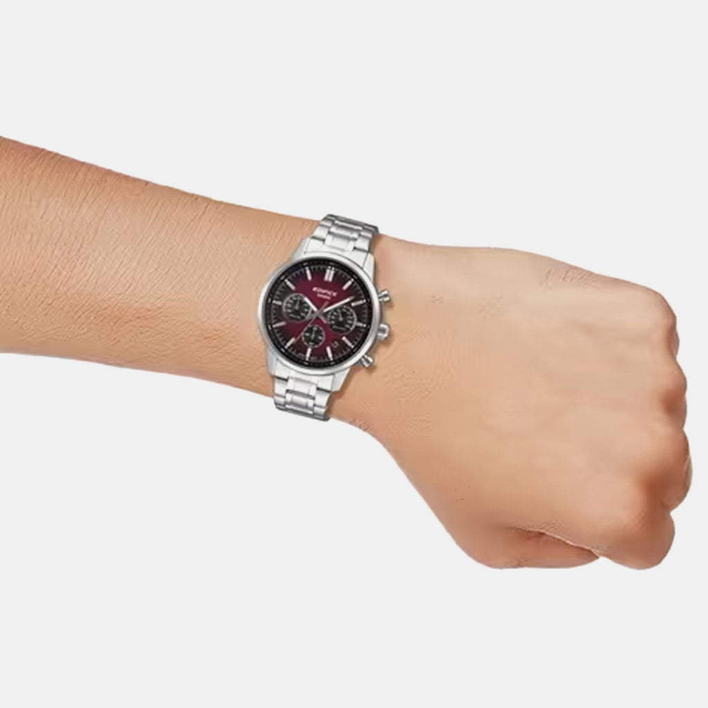 Edifice Men Quartz Maroon Dial Chronograph Stainless Steel Watch ED695