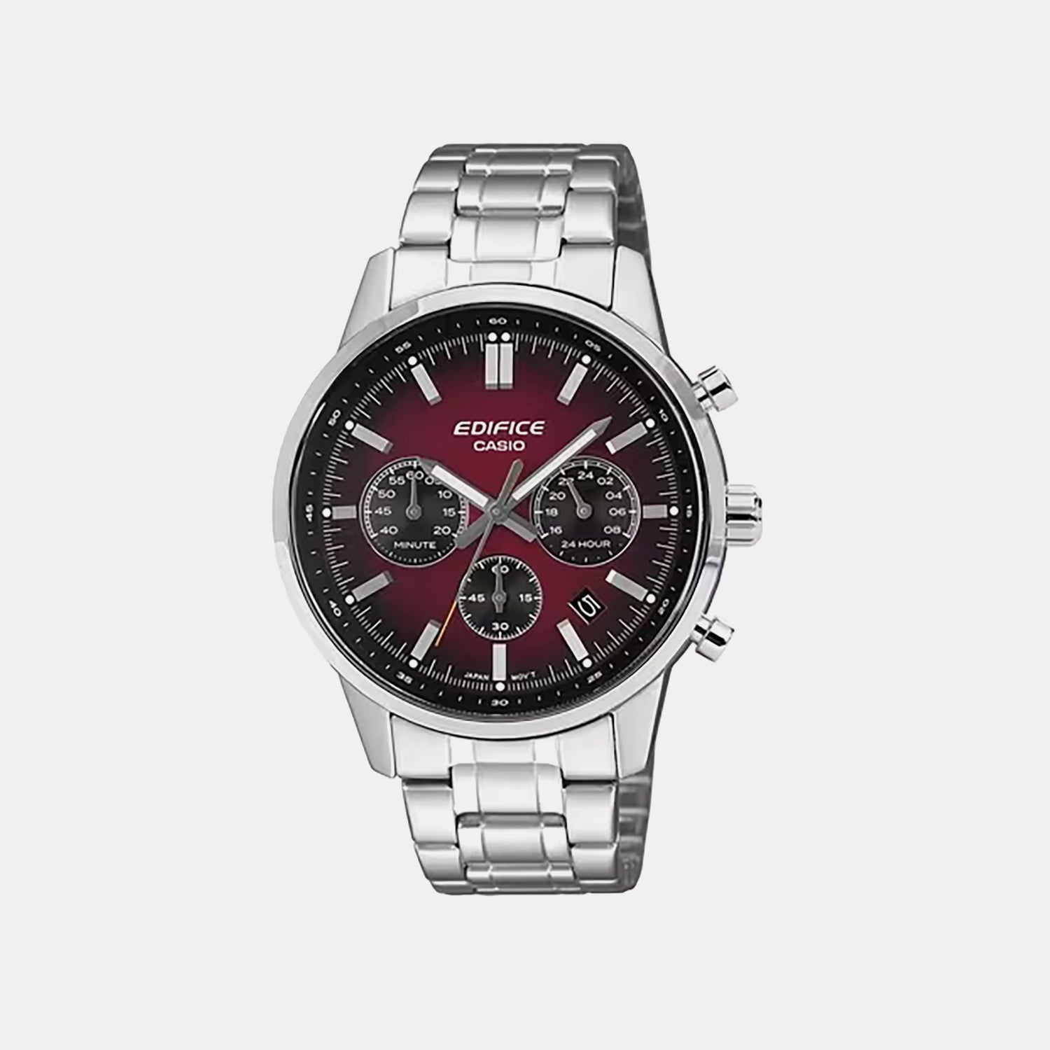 Edifice Men Quartz Maroon Dial Chronograph Stainless Steel Watch ED695