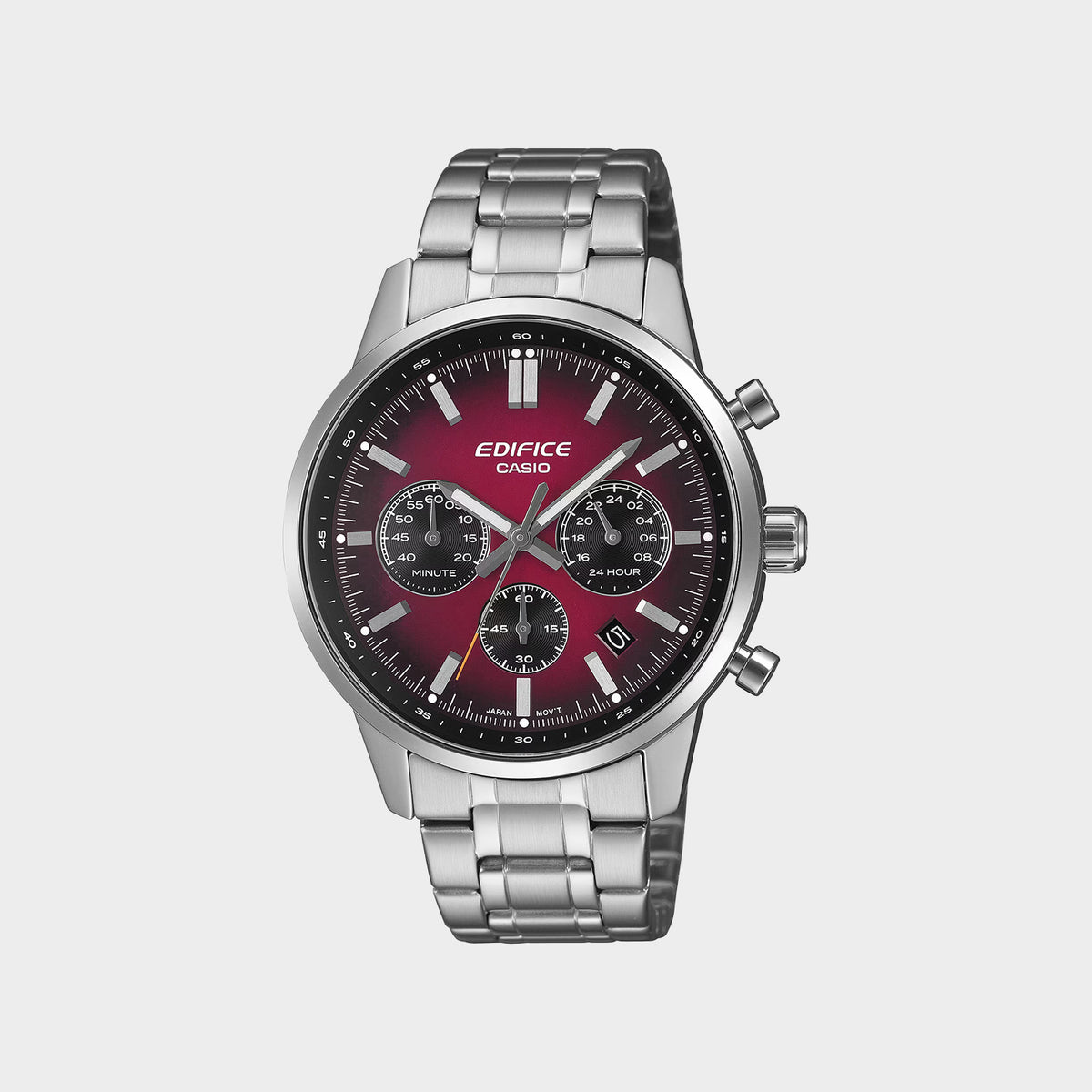 Edifice Men Quartz Maroon Dial Chronograph Stainless Steel Watch ED695