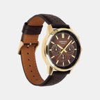 Edifice Men Quartz Brown Dial Analog Leather Watch ED696
