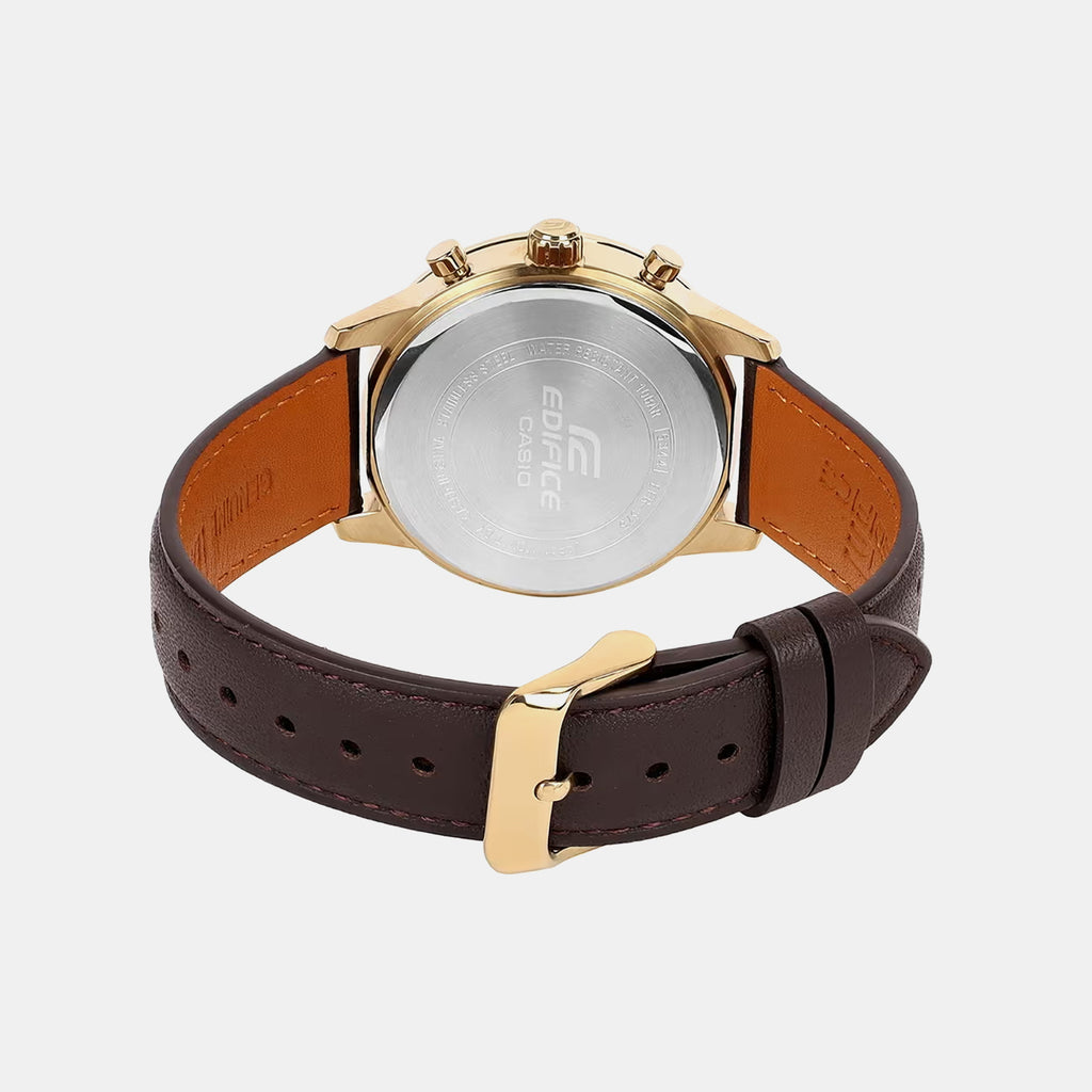 Edifice Men Quartz Brown Dial Analog Leather Watch ED696
