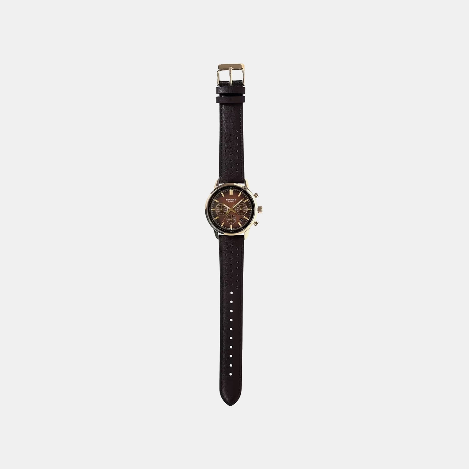Edifice Men Quartz Brown Dial Analog Leather Watch ED696