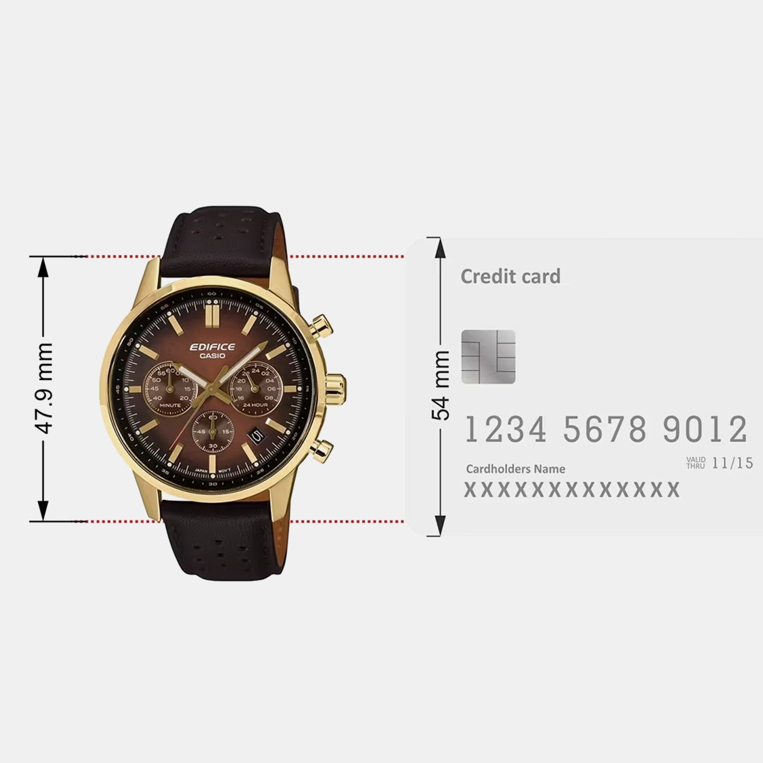 Edifice Men Quartz Brown Dial Analog Leather Watch ED696