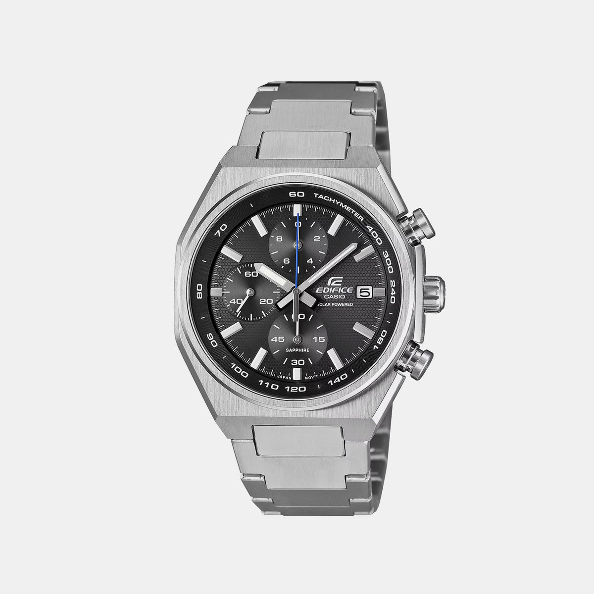 Edifice Men Solar Black Dial Chronograph Stainless Steel Watch ED717