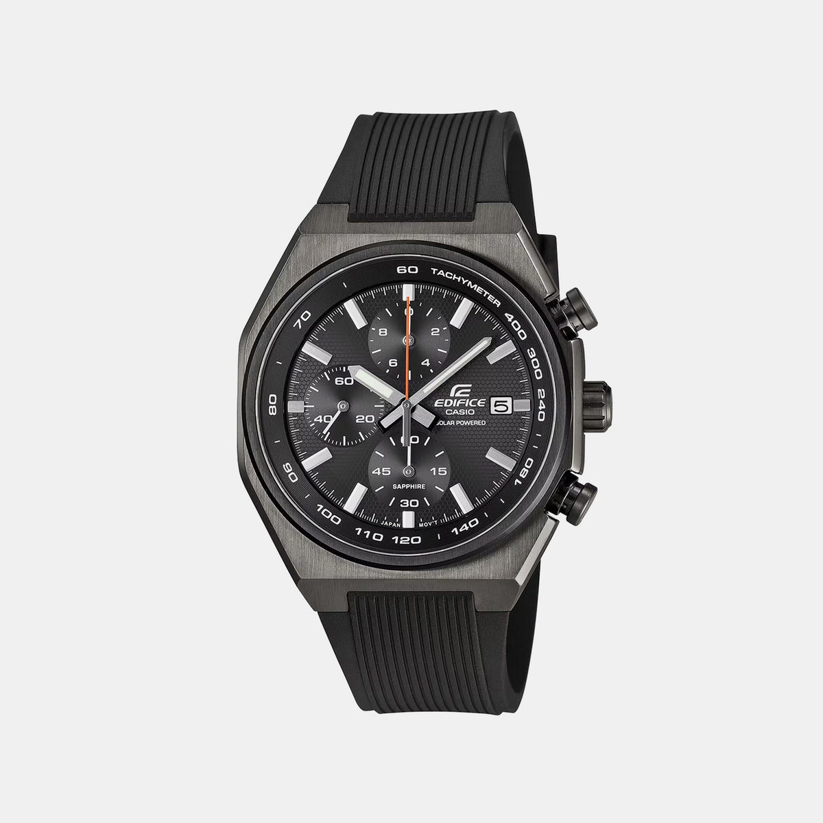Edifice Men Solar Black Dial Chronograph Resin Watch ED718