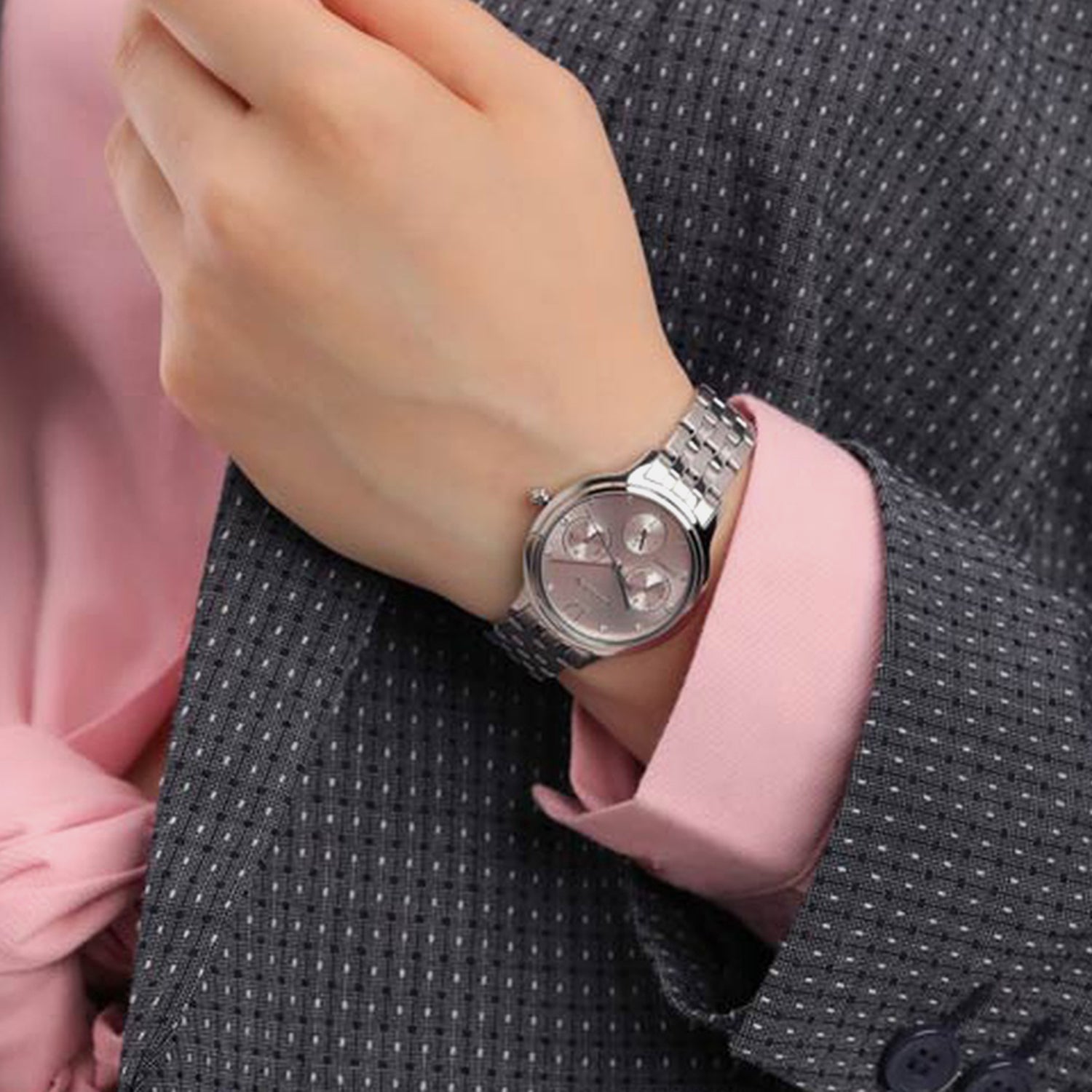 Women Quartz White Dial Chronograph Stainless Steel ED8180-52X
