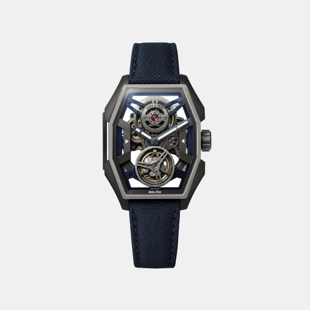 Men Automatic Gunmetal Dial Analog Leather Watch Edge - Gm