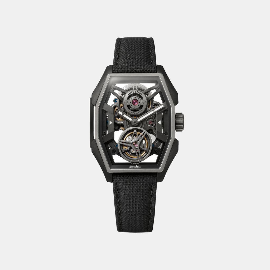 Men Automatic Grey Dial Analog Leather Watch Edge - Bu