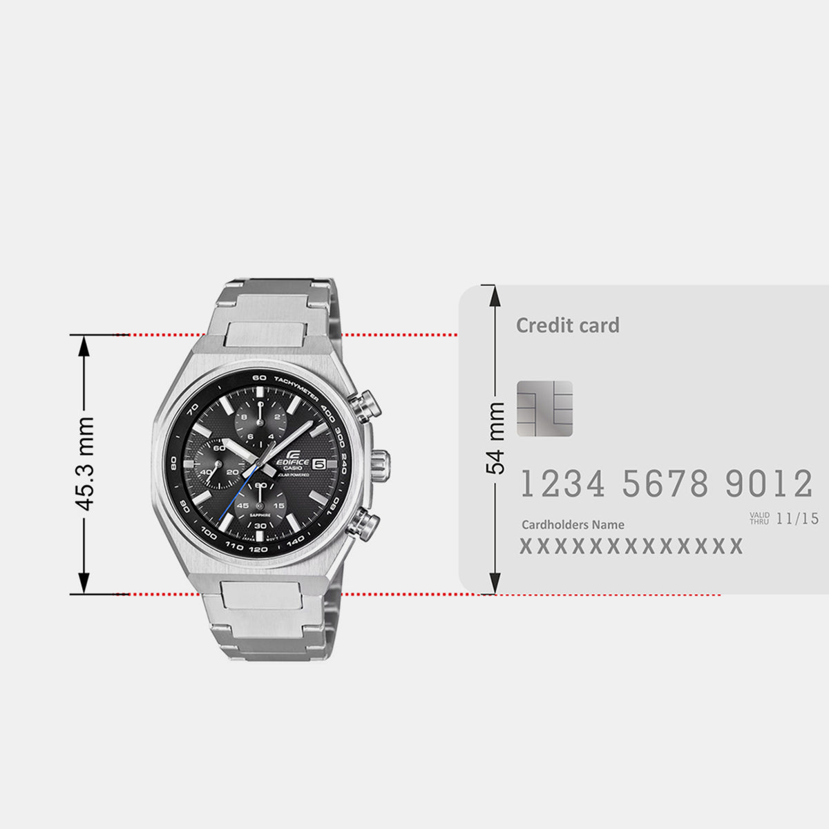 Edifice Men Solar Black Dial Chronograph Stainless Steel Watch ED717