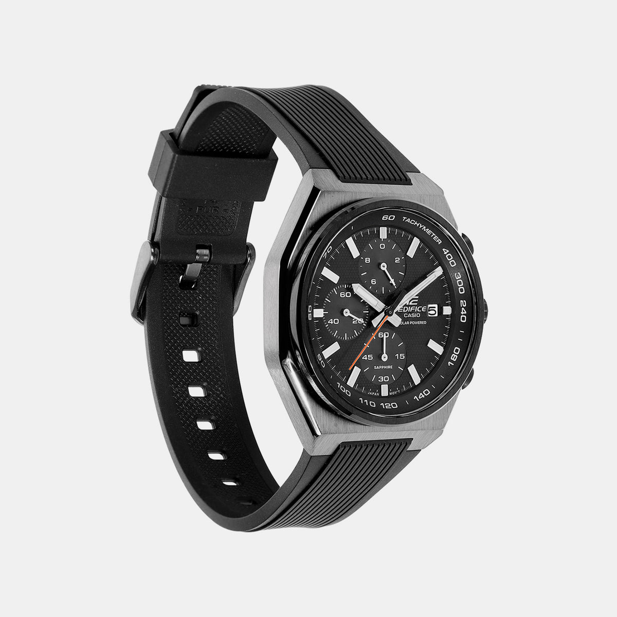 Edifice Men Solar Black Dial Chronograph Resin Watch ED718