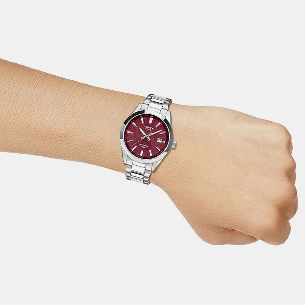 Edifice Men Quartz Red Dial Analog Stainless Steel Watch ED716