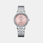 Women Quartz Peach Dial Analog Stainless Steel Watch EL3100-55W