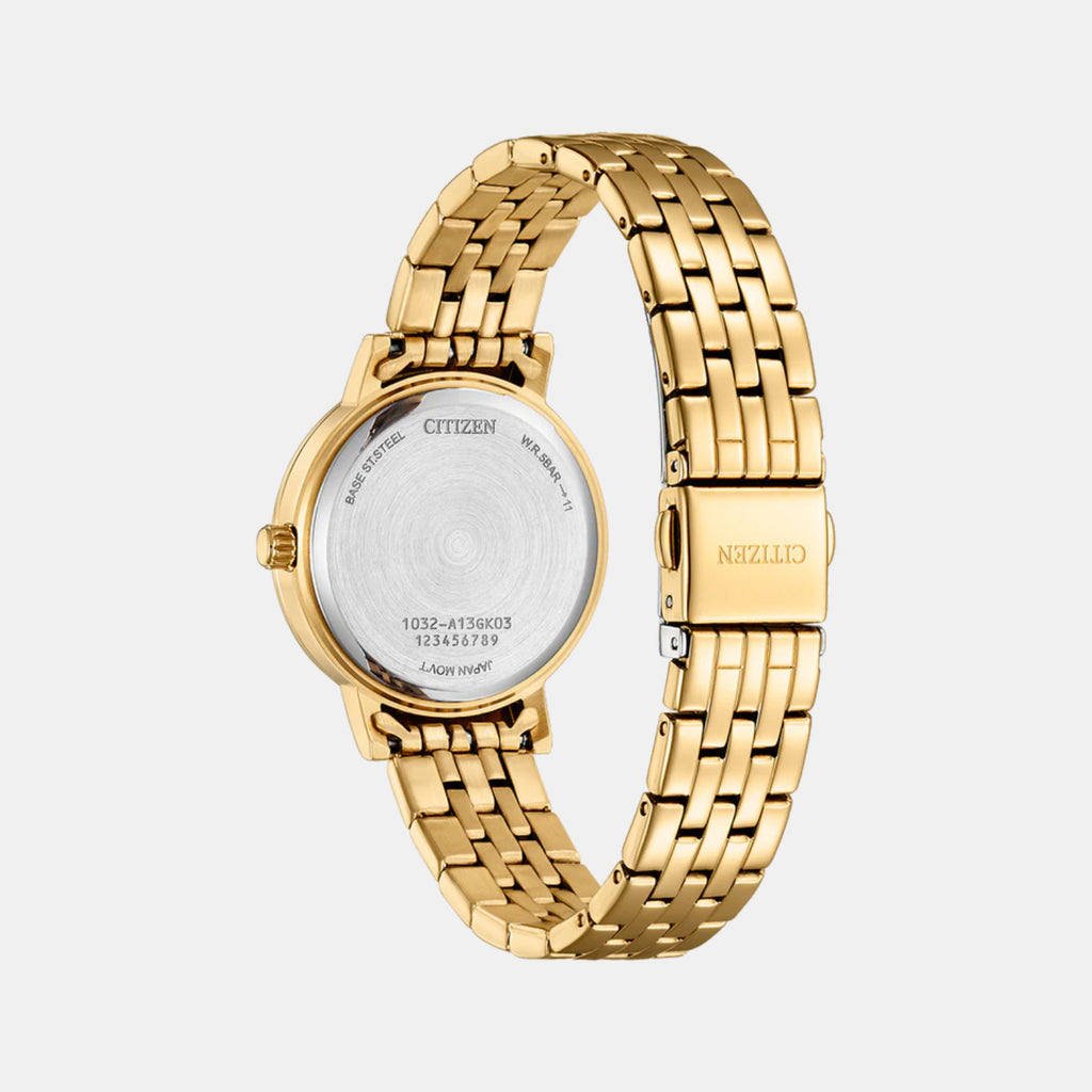 Classic Women Quartz Mother Of Pearl Dial Analog Stainless Steel Watch EL3103-57D
