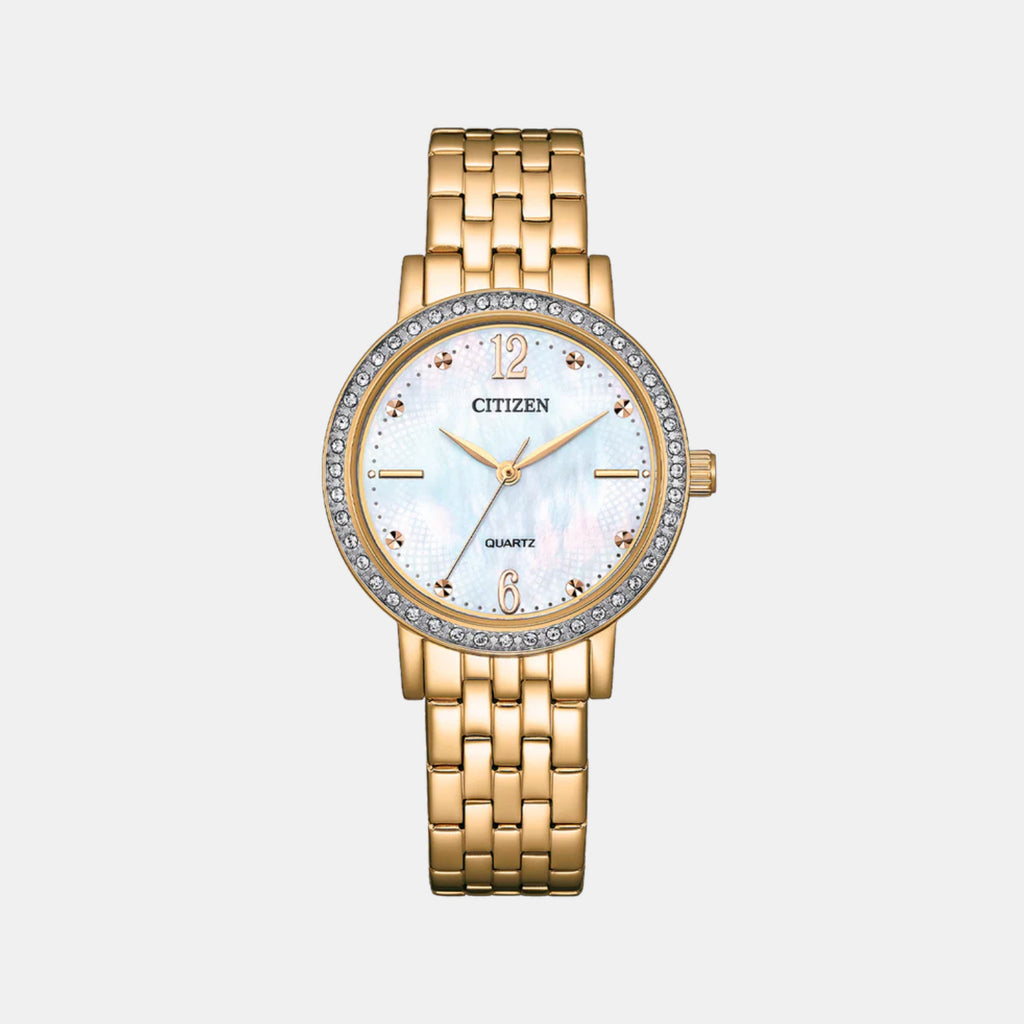 Classic Women Quartz Mother Of Pearl Dial Analog Stainless Steel Watch EL3103-57D