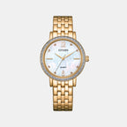 Classic Women Quartz Mother Of Pearl Dial Analog Stainless Steel Watch EL3103-57D
