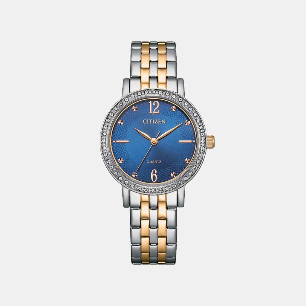 Classic Women Quartz Blue Dial Analog Stainless Steel Watch EL3106-59L