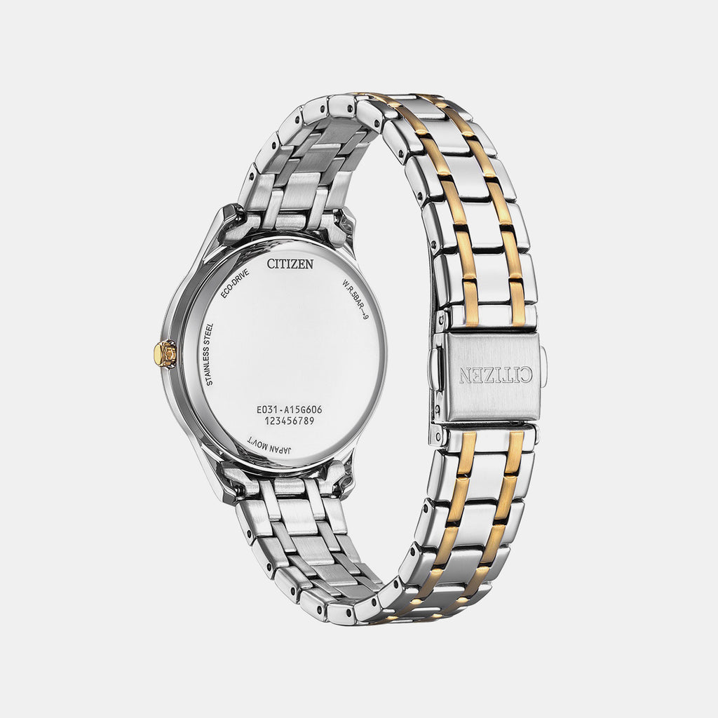 Eco-drive Women Quartz Silver Dial Analog Stainless Steel Watch EM0416-78A