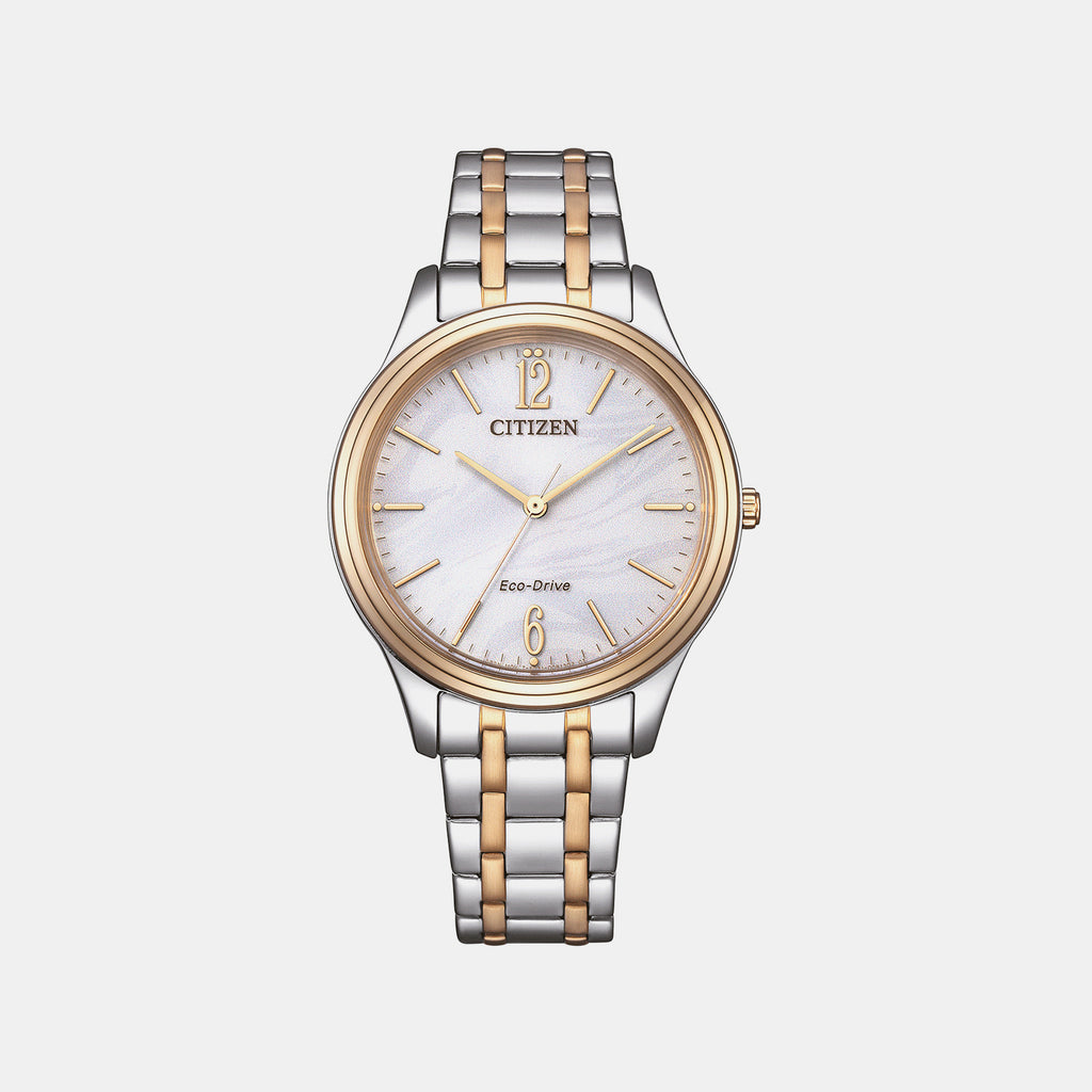 Eco-drive Women Quartz Silver Dial Analog Stainless Steel Watch EM0416-78A