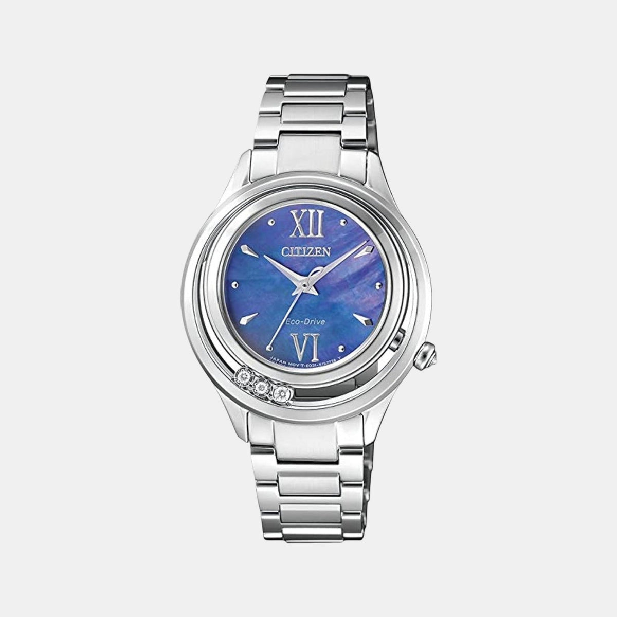 Women Quartz Mother Of Pearl Dial Analog Stainless Steel Watch EM0510-88N