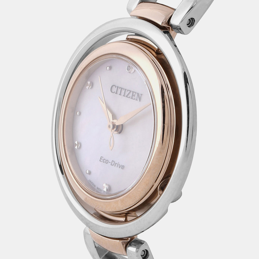 Eco-Drive Women Quartz Mother Of Pearl Dial Analog Stainless Steel EM0666-89D