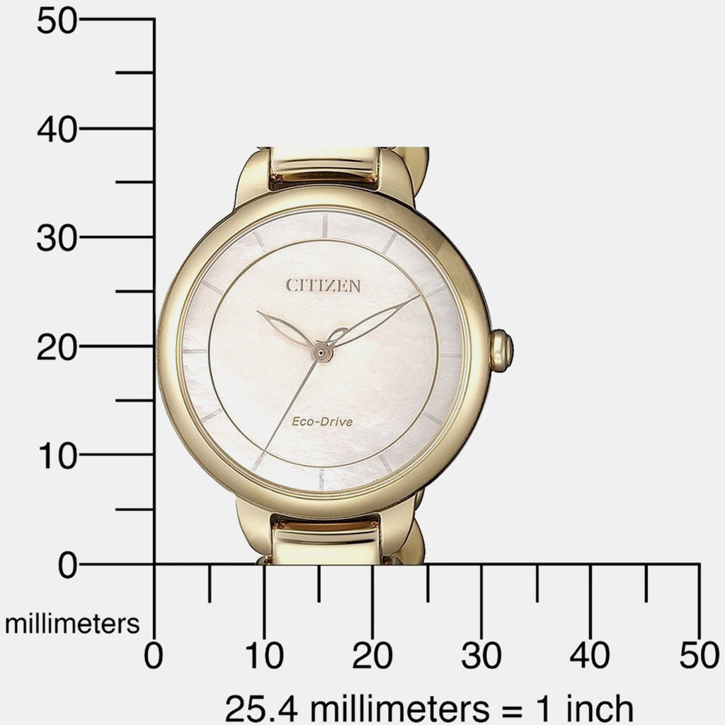 Eco-Drive Women Quartz Mother Of Pearl Dial Analog Stainless Steel EM0673-83D