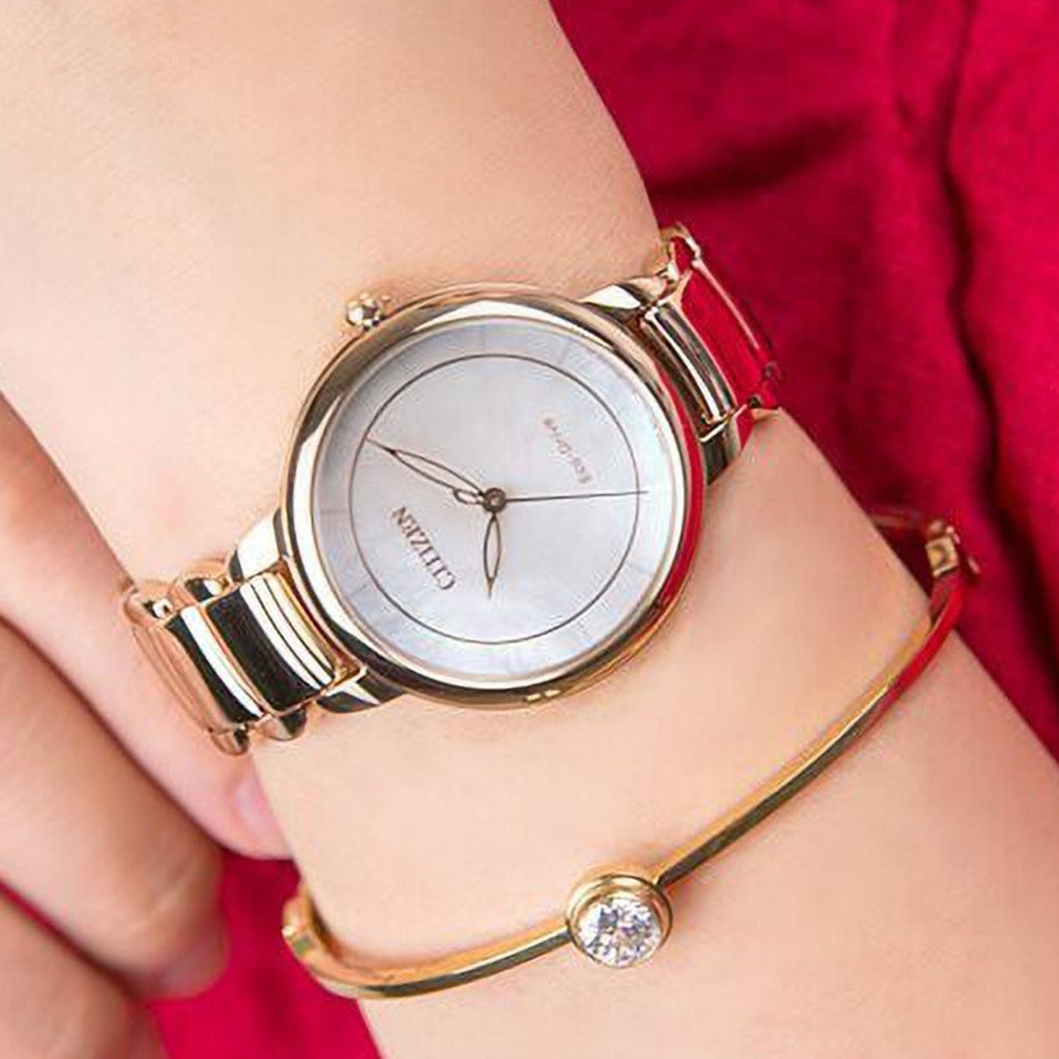 Eco-Drive Women Quartz Mother Of Pearl Dial Analog Stainless Steel EM0673-83D