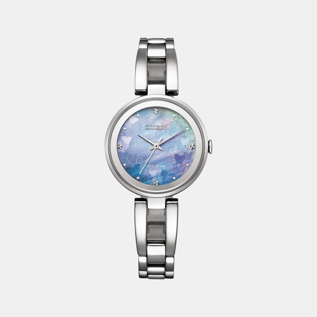 Eco-Drive Women Eco-Drive Light Blue Dial Analog Stainless Steel Watch EM0801-85N