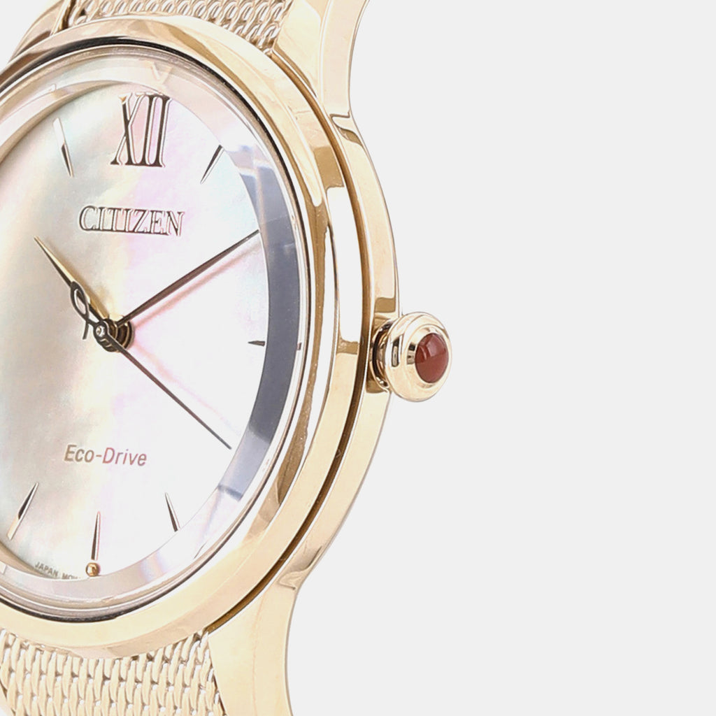 Eco-Drive Women Quartz Pink Dial Analog Stainless Steel EM0813-86Y
