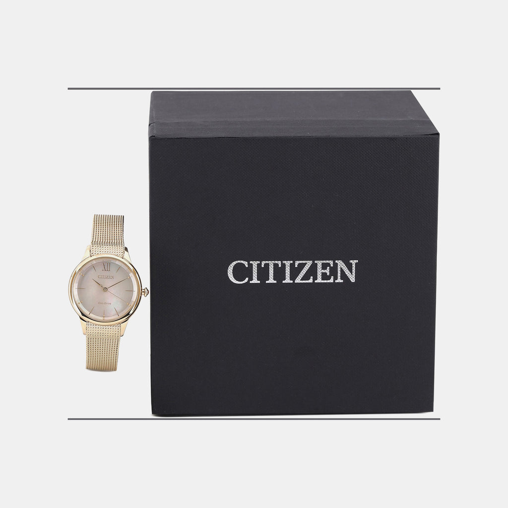 Eco-Drive Women Quartz Pink Dial Analog Stainless Steel EM0813-86Y